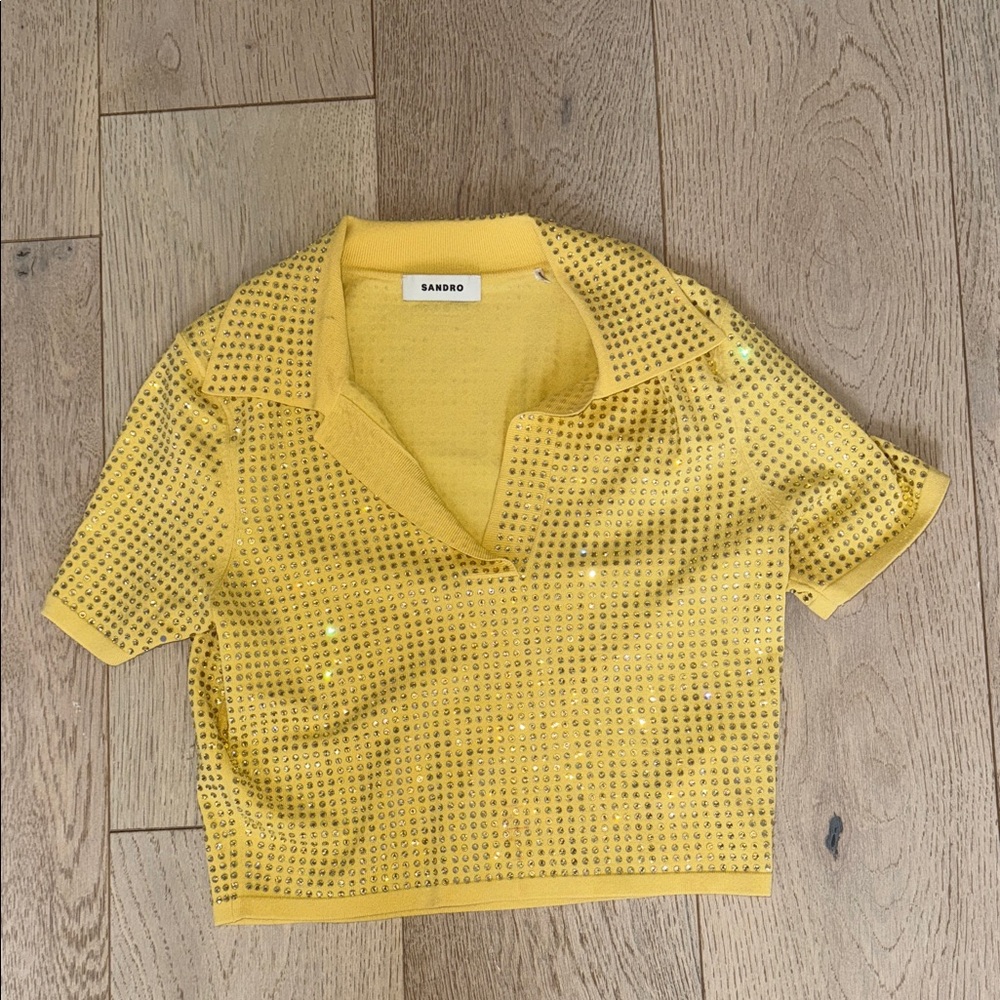 Sandro Vibrant Yellow Embellished Top